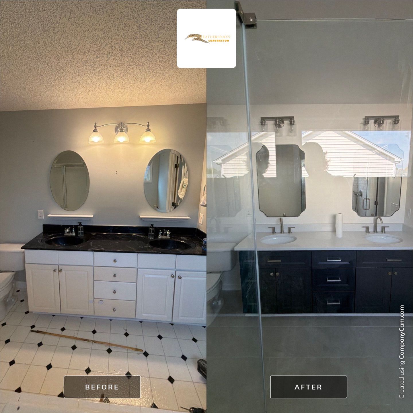 Before and after: Bathroom Vanity & Tile in Raleigh, NC