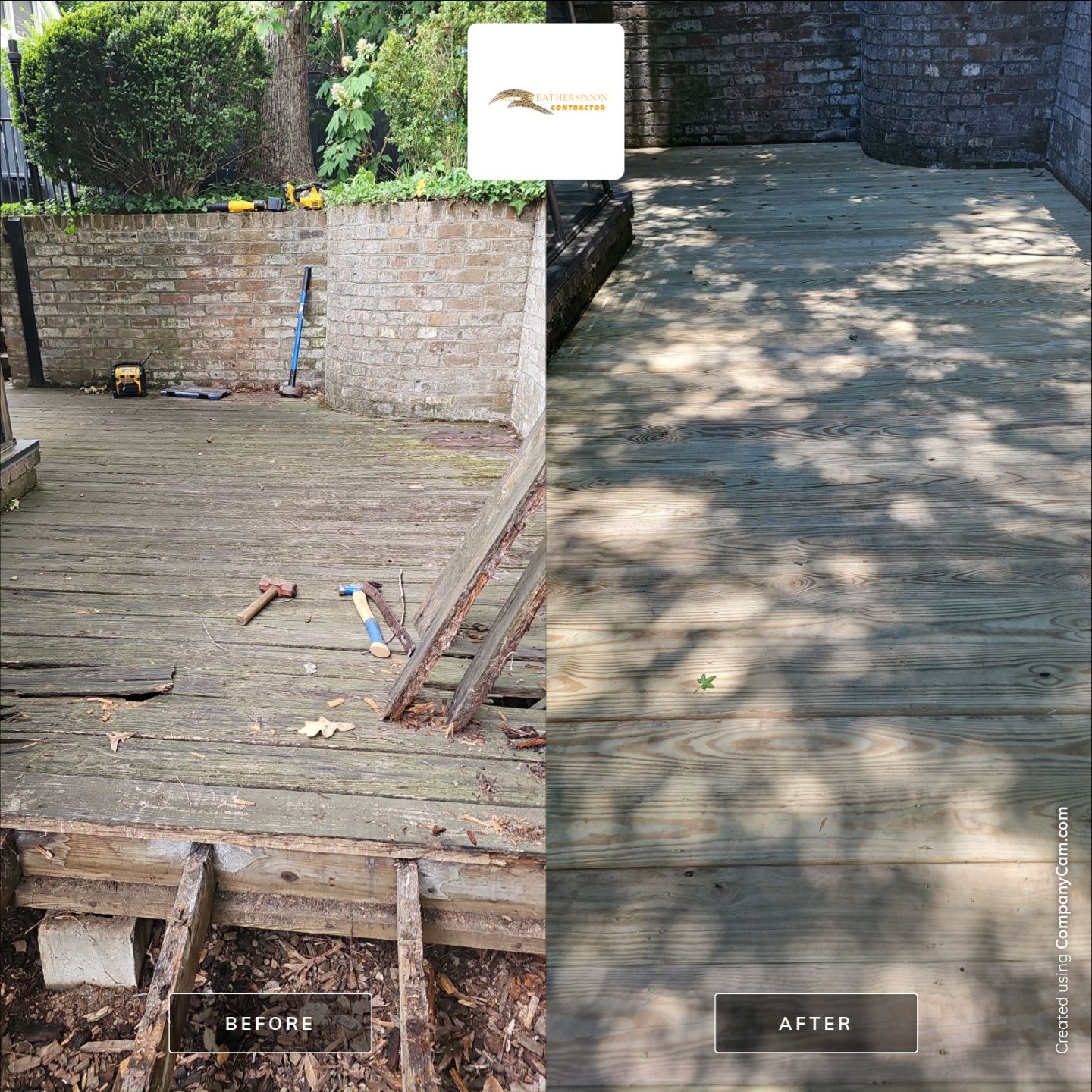 Before and after: Custom Curved Deck Build in Raleigh, NC
