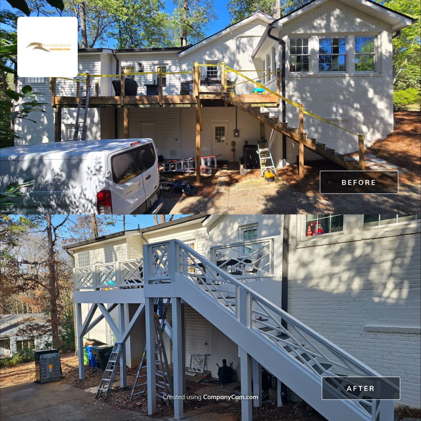 Before and after: Custom Railings & Deck Support in Raleigh, NC