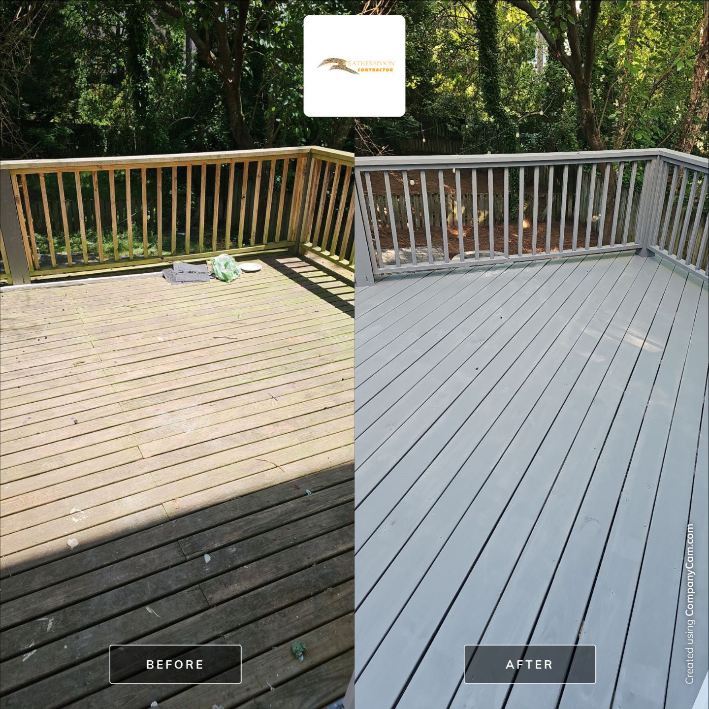 Before and after: Deck Repair & Painting in Raleigh, NC