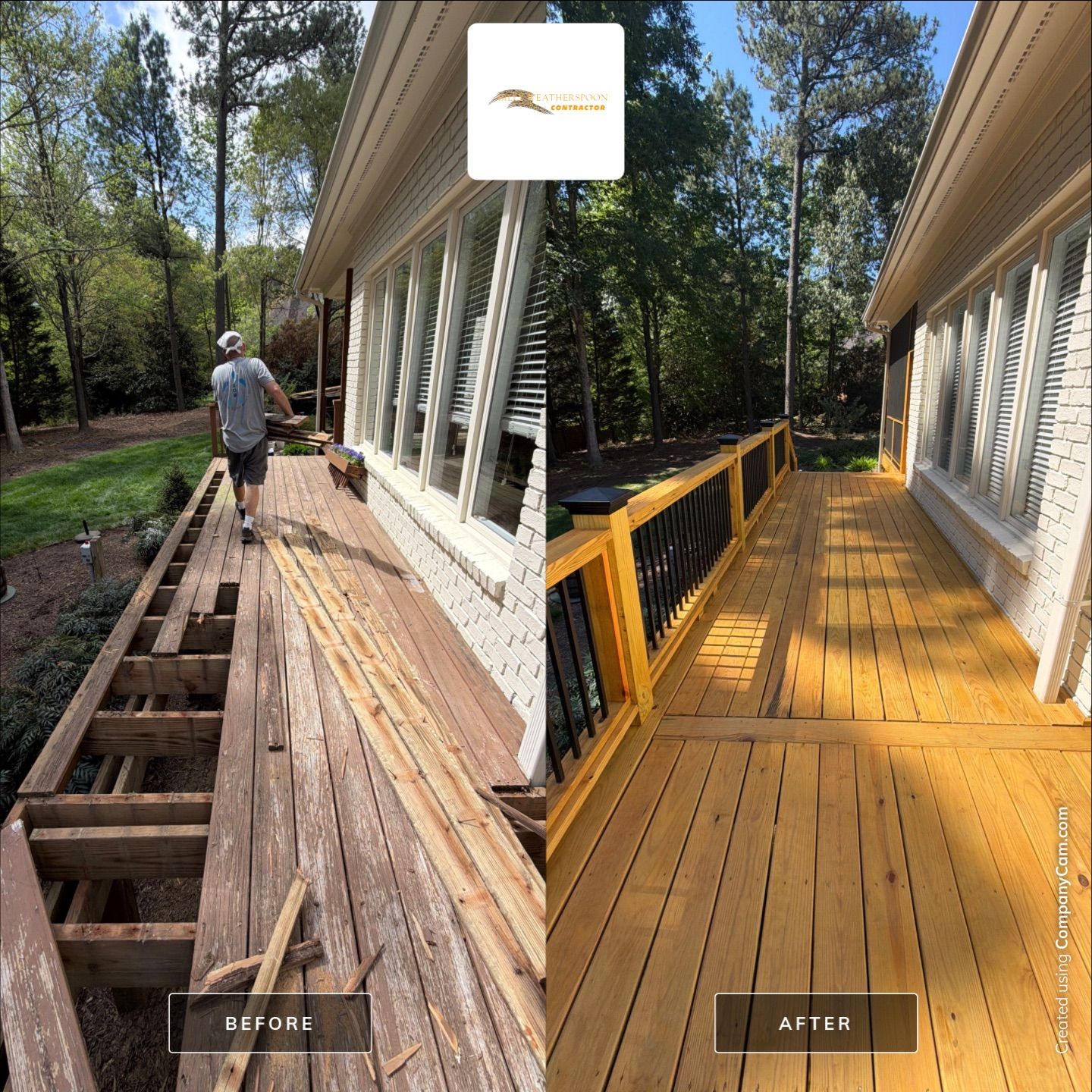 Before and after: Deck Staining & Porch Transformation in Raleigh, NC