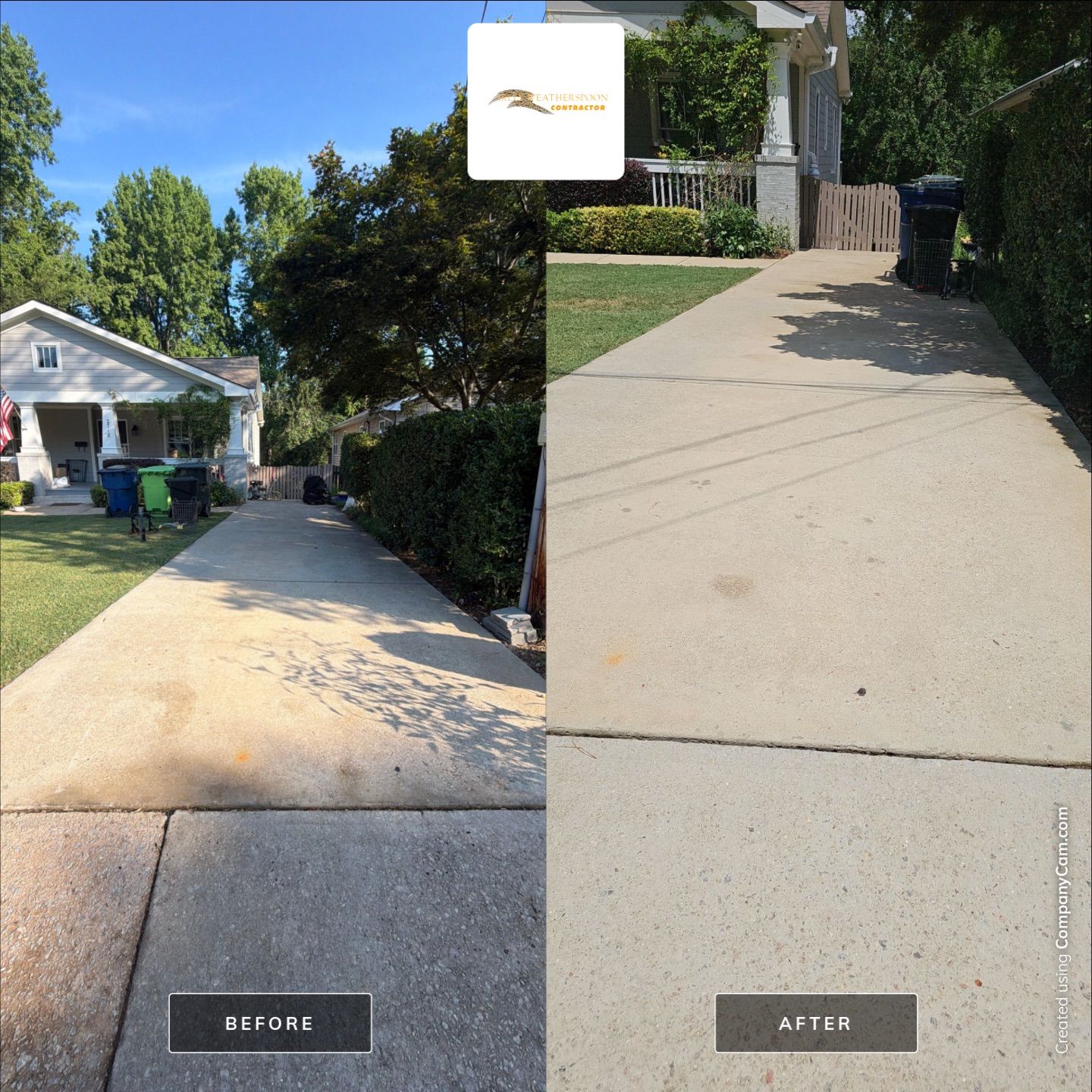 Before and after: Driveway Pressure Washing in Raleigh, NC