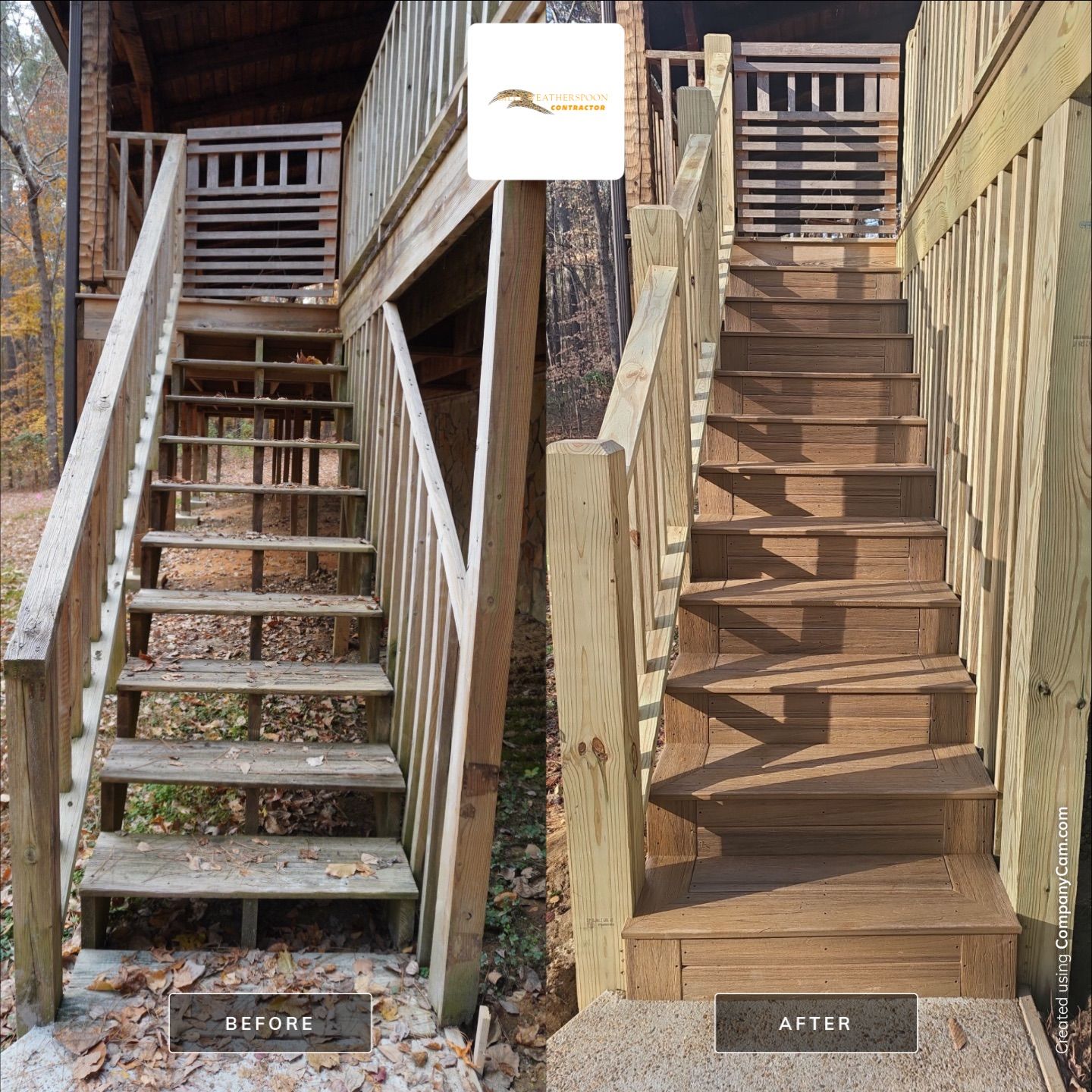 Before and after: Exterior Staircase Rebuild in Raleigh, NC