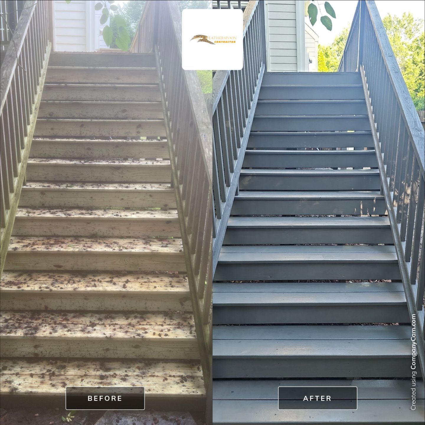 Before and after: Exterior Stairs Restoration in Raleigh, NC