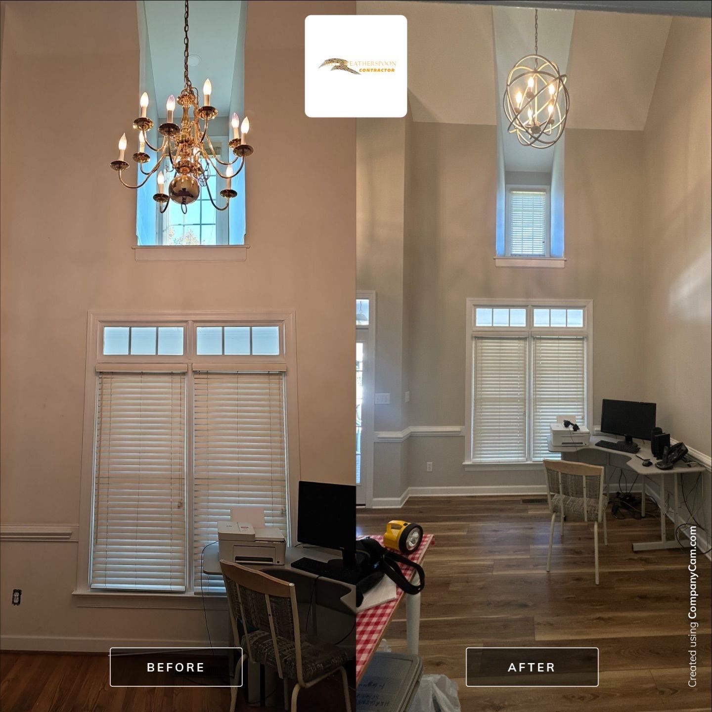 Before and after: Living Room Repaint in Raleigh, NC