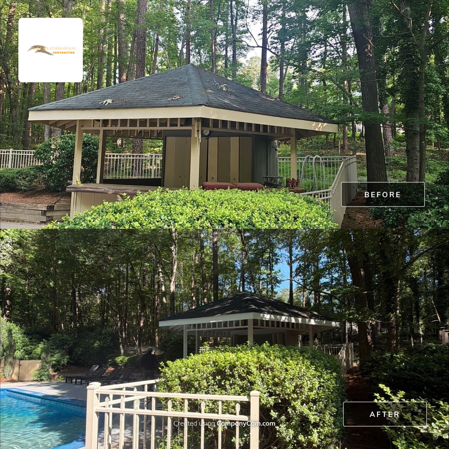 Before and after: Pool Cabana Renovation in Raleigh, NC