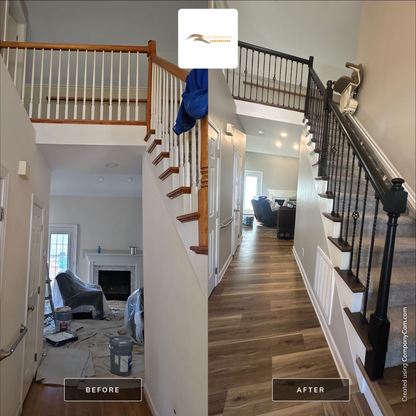 Before and after: Staircase & Custom Railings in Raleigh, NC